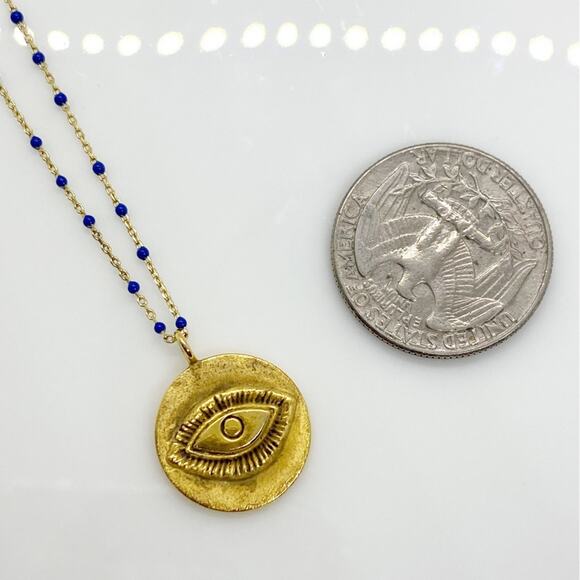 NEW Anthropologie Evil Eye Pendant Necklace - Picture 9 of 9